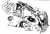 Size: 5472x3728 | Tagged: safe, imported from derpibooru, star swirl the bearded, stygian, pony, siren, unicorn, 4chan, butt, cape, clothes, male, monochrome, plot, portal, role reversal, stallion, stick