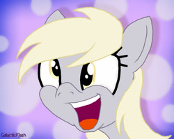 Size: 1096x878 | Tagged: safe, artist:galacticflashd, imported from derpibooru, derpy hooves, pegasus, pony, abstract background, bubble, cute, female, happy, mare, smiling, solo