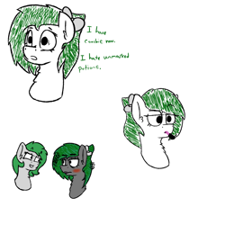 Size: 4500x4500 | Tagged: safe, artist:rosebush, imported from derpibooru, oc, oc only, oc:arbor, oc:minus, pony, absurd resolution, angry, annoyed, bow, eyebrow wiggle, eyeshadow, gender swap potion, lipstick, makeup, no context, rule 63, scared, sketch, sketch dump, unamused