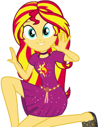 Size: 9260x12000 | Tagged: safe, artist:sunshi, imported from derpibooru, sunset shimmer, equestria girls, i'm on a yacht, spoiler:eqg series (season 2), absurd resolution, clothes, dress, female, looking at you, simple background, smiling, solo, transparent background, vector