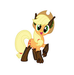 Size: 708x710 | Tagged: safe, edit, editor:proto29, imported from derpibooru, applejack, original species, timber pony, timber wolf, cute, fangs, jackabetes, show accurate, species swap, timber wolfified, timberjack, transformation