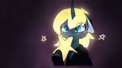 Size: 1920x1080 | Tagged: safe, artist:magnaluna, edit, imported from derpibooru, princess luna, alicorn, pony, :3, alternate hair color, cute, eating, edible heavenly object, female, floppy ears, hnnng, lunabetes, mare, nom, smiling, solo, tangible heavenly object, wallpaper, wallpaper edit