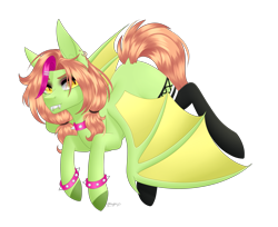 Size: 2593x2113 | Tagged: safe, artist:ohhoneybee, imported from derpibooru, oc, oc only, oc:sucker punch, bat pony, pony, clothes, female, mare, simple background, socks, solo, transparent background