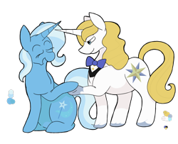 Size: 800x649 | Tagged: safe, artist:flamirasplitz, imported from derpibooru, prince blueblood, trixie, pony, unicorn, bluetrix, female, male, shipping, straight