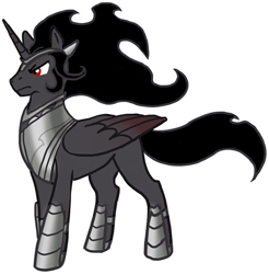 Size: 1578x1606 | Tagged: safe, artist:derangedhyena, edit, imported from derpibooru, king sombra, alicorn, pony, alicornified, armor, covered cutie mark, hidden cutie mark, male, mysterious, race swap, regal, simple background, solo, sombracorn, stallion, tumblr, white background