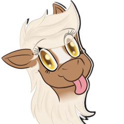 Size: 512x512 | Tagged: safe, artist:darnelg, imported from derpibooru, pony, :p, blaze (coat marking), coat markings, epona, facial markings, silly, simple background, telegram sticker, the legend of zelda, tongue out, transparent background