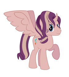 Size: 1140x1268 | Tagged: safe, derpibooru exclusive, editor:proto29, imported from derpibooru, oc, oc only, oc:shimmering spectacle, alicorn, pony, alicorn oc, curved horn, horn, male, raised hoof, simple background, solo, stallion, transparent background