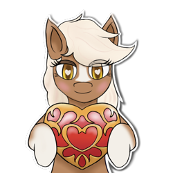 Size: 512x512 | Tagged: safe, artist:darnelg, imported from derpibooru, earth pony, pony, blaze (coat marking), blushing, coat markings, epona, facial markings, female, heart container, heart eyes, mare, simple background, socks (coat marking), socks (coat markings), solo, telegram sticker, the legend of zelda, transparent background, wingding eyes