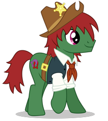 Size: 4535x5118 | Tagged: safe, artist:dragonchaser123, imported from derpibooru, oc, oc only, oc:anthony copeland, pony, absurd resolution, clothes, male, raised hoof, sheriff, simple background, stallion, transparent background, vector