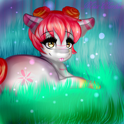 Size: 3026x3026 | Tagged: safe, artist:missclarlisa, imported from derpibooru, oc, oc only, anthro, cute, forest, glow, glowing, grey pony, night, thick