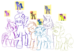 Size: 2048x1483 | Tagged: safe, anonymous artist, imported from derpibooru, oc, oc:arabia, oc:deerena, oc:grape sherbert, oc:jay-ack, oc:kiimi-wa, oc:lime-plum, pony, unicorn, pony creator, asian, egyptian, egyptian pony, freckles, monochrome, unshorn fetlocks