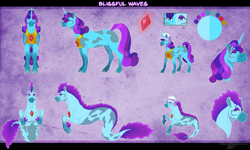 Size: 2025x1215 | Tagged: safe, artist:bijutsuyoukai, imported from derpibooru, oc, oc only, oc:blissful waves, pony, seapony (g4), unicorn, female, hat, mare, solo