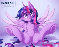 Size: 2900x2300 | Tagged: safe, artist:shad0w-galaxy, imported from derpibooru, twilight sparkle, alicorn, pony, adorasexy, adorkable, belly button, blushing, butt, chest fluff, cute, dork, ear fluff, female, fluffy, hooves, horn, mare, open mouth, plot, sexy, solo, spread legs, spread wings, spreading, twilight sparkle (alicorn), wings
