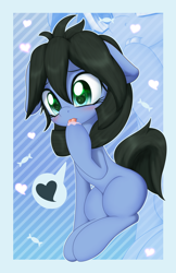 Size: 2500x3852 | Tagged: safe, artist:an-m, imported from derpibooru, oc, oc only, oc:reflect decrypt, earth pony, pony, blushing, cream, female, licking, mare, simple background, solo, tongue out, zoom layer