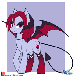 Size: 2209x2243 | Tagged: safe, artist:xwhitedreamsx, imported from derpibooru, oc, oc only, pony, succubus pony, female, horn, mare, smiling, solo