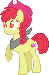 Size: 668x1024 | Tagged: safe, artist:cookie-bases, artist:otakuchicky1, imported from derpibooru, apple bloom, pony, base used, braid, female, hat, older, simple background, solo, transparent background