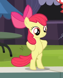 Size: 372x460 | Tagged: safe, imported from derpibooru, screencap, apple bloom, earth pony, pony, leap of faith, adorabloom, bipedal, cropped, cute, female, filly, foal, hooves on hips, human pose, solo, standing