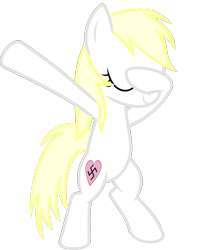 Size: 813x1024 | Tagged: safe, artist:uigsyvigvusy, imported from derpibooru, oc, oc:aryanne, earth pony, pony, aryan, aryan pony, aryanbetes, bipedal, blonde, covering eyes, cute, dab, eyes closed, facehoof, female, mare, nazi, nazipone, simple background, smiling, solo, swastika, transparent background, vector