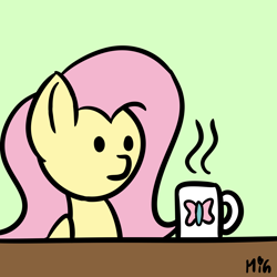 Size: 3000x3000 | Tagged: safe, artist:maneingreen, imported from derpibooru, fluttershy, pegasus, pony, coffee, female, mare, minimalist, modern art, mug, solo