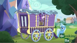 Size: 645x362 | Tagged: safe, edit, edited screencap, imported from derpibooru, screencap, starlight glimmer, trixie, pony, road to friendship, breaking bad, logo, photoshop, smokelight glimmer, trixie's wagon