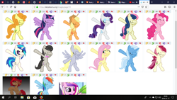 Size: 1366x768 | Tagged: safe, imported from derpibooru, screencap, applejack, bon bon, carrot top, derpy hooves, dj pon-3, fluttershy, golden harvest, octavia melody, pinkie pie, rarity, roseluck, sweetie drops, trixie, twilight sparkle, vinyl scratch, alicorn, derpibooru, dab, meta, twilight sparkle (alicorn)