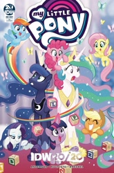 Size: 1000x1517 | Tagged: safe, artist:tonyfleecs, idw, imported from derpibooru, applejack, fluttershy, pinkie pie, princess celestia, princess luna, rainbow dash, rarity, twilight sparkle, alicorn, butterfly, pony, spoiler:comic, spoiler:comicidw2020, cover, derail in the comments, ethereal mane, female, filly, filly applejack, filly fluttershy, filly pinkie pie, filly rainbow dash, filly rarity, filly twilight sparkle, foal, mane six, mare, maternaluna, momlestia, nursery, rainbow trail, royal sisters, speed trail, starry mane, twilight sparkle (alicorn), wrong eye color, younger