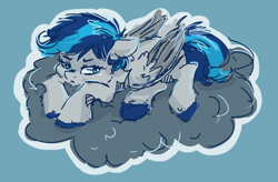 Size: 1076x706 | Tagged: safe, artist:amphoera, imported from derpibooru, oc, oc:rainy days, pegasus, pony, cloud