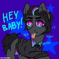 Size: 512x512 | Tagged: safe, artist:kotya, imported from derpibooru, oc, oc only, pony, clothes, heart eyes, simple background, solo, tongue out, wingding eyes