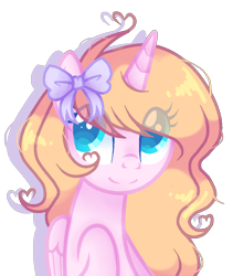 Size: 680x807 | Tagged: safe, artist:poppyglowest, imported from derpibooru, oc, oc only, alicorn, pony, alicorn oc, base used, bow, bust, eye clipping through hair, female, hair bow, mare, portrait, simple background, solo, transparent background