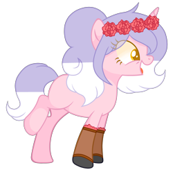 Size: 2839x2815 | Tagged: safe, artist:poppyglowest, imported from derpibooru, oc, oc only, pony, unicorn, female, floral head wreath, flower, mare, simple background, solo, transparent background