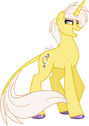 Size: 600x842 | Tagged: safe, artist:katsuforov-chan, artist:shiiazu, imported from derpibooru, oc, oc only, oc:sunset skies, pony, unicorn, base used, colored pupils, eyeshadow, grin, hoof polish, hooves, horn, leonine tail, makeup, male, one eye closed, signature, simple background, smiling, solo, stallion, transparent background, watermark, wink