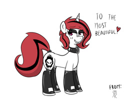 Size: 1280x1024 | Tagged: safe, artist:smoothsketch, imported from derpibooru, oc, oc only, oc:lilith, pony, collar, eyeshadow, female, freckles, heart, lidded eyes, makeup, mare, simple background, smiling, solo, white background