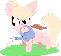 Size: 484x447 | Tagged: safe, artist:nootaz, imported from derpibooru, oc, oc:sugar plump, pegasus, pony, chubby, gardening