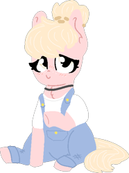 Size: 430x579 | Tagged: safe, artist:nootaz, imported from derpibooru, oc, oc:sugar plump, pegasus, pony, chubby, clothes, overalls