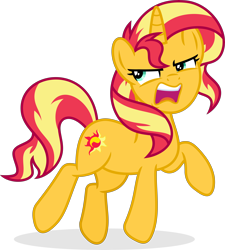 Size: 7918x8807 | Tagged: safe, artist:suramii, imported from derpibooru, sunset shimmer, pony, unicorn, absurd resolution, angry, female, mare, open mouth, simple background, solo, transparent background, vector