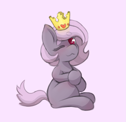 Size: 829x802 | Tagged: safe, artist:parfait, imported from derpibooru, oc, oc only, oc:sonny sugar, pony, crown, jewelry, one eye closed, regalia, smug, solo, wink