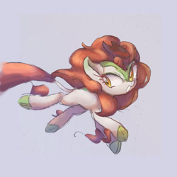 Size: 768x768 | Tagged: safe, artist:xp_r6, imported from derpibooru, autumn blaze, kirin, sounds of silence, awwtumn blaze, cloven hooves, cute, female, gray background, looking back, simple background, solo