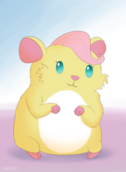 Size: 733x1000 | Tagged: safe, artist:empyu, imported from derpibooru, fluttershy, hamster, female, smiling, solo, species swap