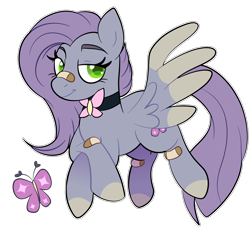 Size: 1840x1688 | Tagged: safe, artist:acluigiyoshi, imported from derpibooru, oc, oc only, pegasus, pony, bandaid, bandaid on nose, choker, female, magical lesbian spawn, mare, offspring, parent:fluttershy, parent:limestone pie, simple background, solo, transparent background