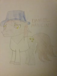 Size: 1944x2592 | Tagged: safe, artist:jerryakira80, imported from derpibooru, oc, oc only, oc:daniel mancini, earth pony, pony, clothes, hat, male, stallion, sweater, traditional art