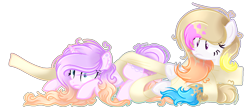 Size: 1400x600 | Tagged: safe, artist:xxmelody-scribblexx, imported from derpibooru, oc, oc only, oc:amethyst flame, oc:spring splat, pony, unicorn, base used, female, gauze, mare, simple background, transparent background