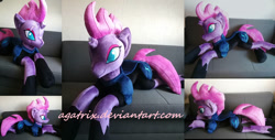 Size: 1280x651 | Tagged: safe, artist:agatrix, imported from derpibooru, tempest shadow, pony, unicorn, broken horn, commission, eye scar, female, horn, irl, life size, mare, photo, plushie, scar, solo, uniocorn