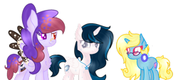 Size: 1024x462 | Tagged: source needed, safe, artist:angellightyt, artist:milky way, imported from derpibooru, oc, oc:love shield twinkle, oc:milky flare, oc:milky way, alicorn, pony, alicorn oc, bandage, bandaid, bandaid on nose, chest fluff, early pregnancy, glasses, jewelry, necklace, nervous, pregnant, simple background, sweat