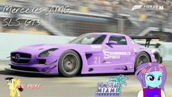 Size: 480x270 | Tagged: safe, artist:forzaveteranenigma, imported from derpibooru, sunny flare, fanfic:shadowbolts racing, equestria girls, car, driving, florida, forza motorsport 7, homestead-miami speedway, mercedes-amg, mercedes-amg sls, mercedes-amg sls gt3, mercedes-benz, mercedes-benz sls amg, pagani, pagani huayra, pagani huayra bc, photo, racing, video game, watermark