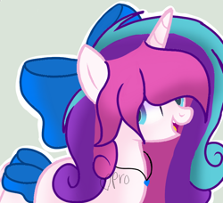 Size: 768x701 | Tagged: safe, artist:mlpcotton-candy-pone, imported from derpibooru, oc, oc only, oc:magical melody, pony, unicorn, bow, female, hair bow, mare, solo, tail bow