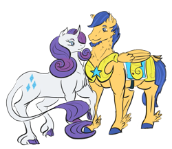 Size: 575x500 | Tagged: safe, artist:cmgm-gem, imported from derpibooru, flash sentry, rarity, pegasus, pony, unicorn, female, mare, sentrity, shipping, straight