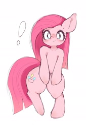 Size: 1212x1784 | Tagged: safe, artist:91o42, imported from derpibooru, pinkamena diane pie, pinkie pie, earth pony, pony, bipedal, female, mare, simple background, smiling, solo