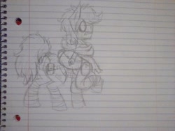 Size: 1600x1200 | Tagged: safe, artist:homicidal doktor, imported from derpibooru, oc, oc only, oc:duck witz, pony, clothes, lined paper, pencil drawing, solo, traditional art