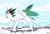 Size: 2560x1749 | Tagged: safe, artist:frolovilla, imported from derpibooru, oc, oc only, oc:arculascrain, dracony, dragon, feathered dragon, hybrid, cheek fluff, chest fluff, cloud, day, dragon oc, fangs, feather, fluffy, fluffy dragon, horns, leg fluff, leonine tail, looking at you, non-pony oc, open mouth, raised leg, sharp teeth, solo, teeth
