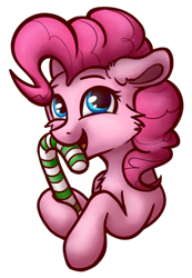 Size: 1314x1903 | Tagged: safe, artist:sharimapic, imported from derpibooru, pinkie pie, pony, bust, candy, candy cane, female, food, portrait, simple background, solo, transparent background